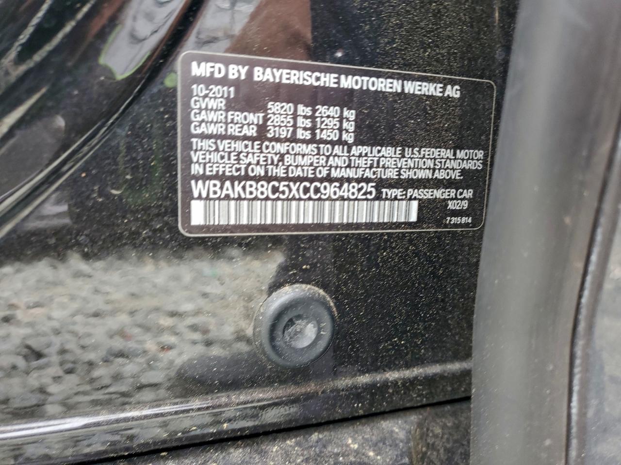 2012 BMW 750 Li VIN: WBAKB8C5XCC964825 Lot: 92327295