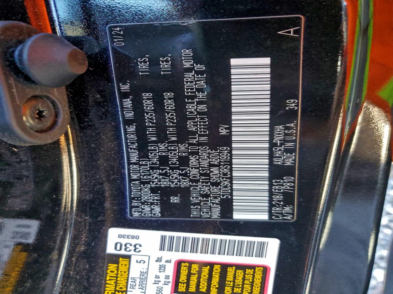 2024 Toyota Sienna Xse VIN: 5TDCSKFC3RS119949 Lot: 94516715