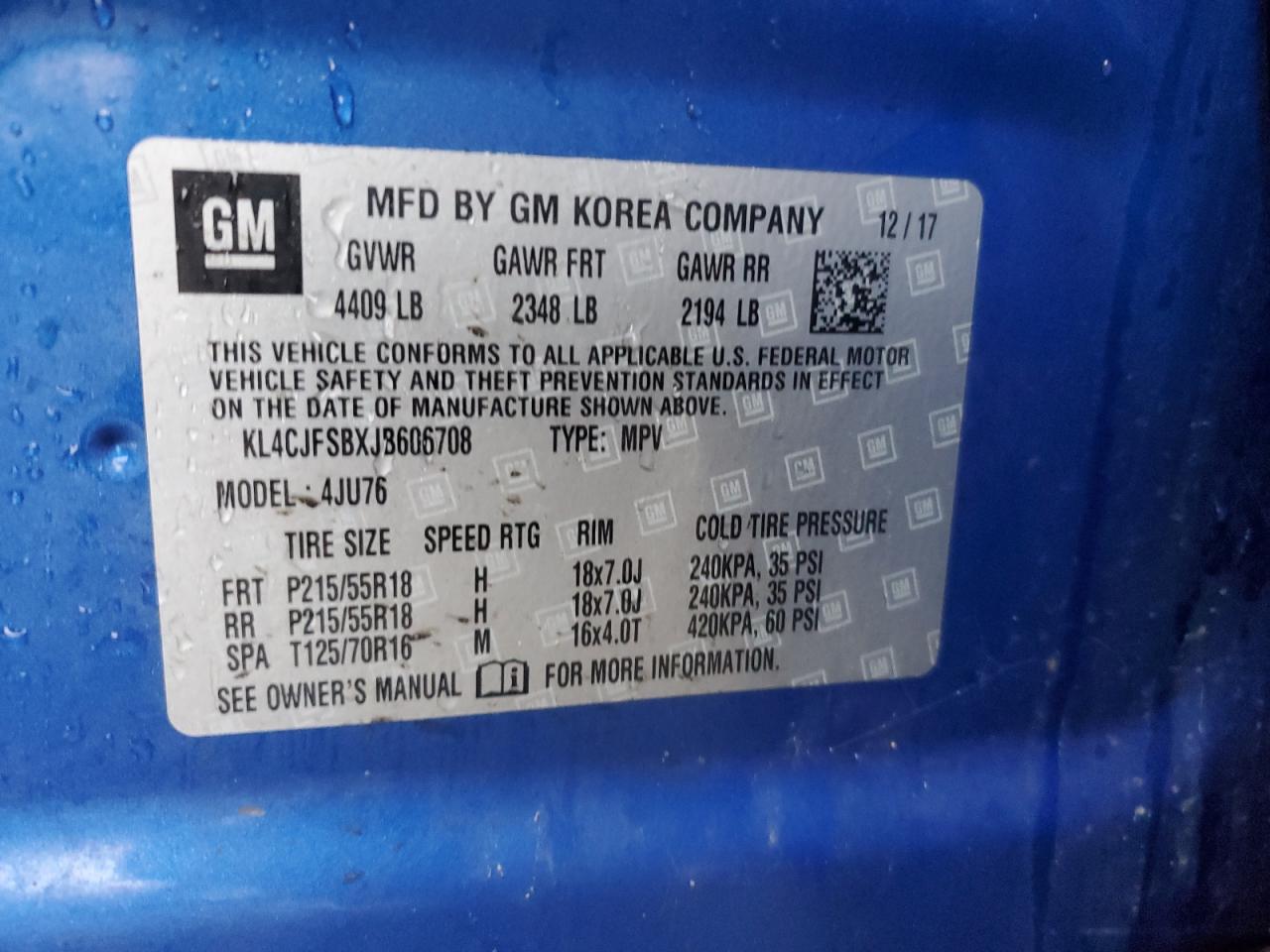 2018 Buick Encore Preferred Ii VIN: KL4CJFSBXJB606708 Lot: 93086765