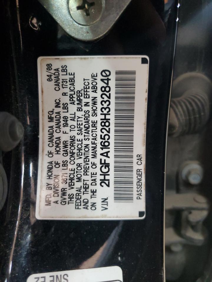 2008 Honda Civic Lx VIN: 2HGFA16528H332840 Lot: 93808795