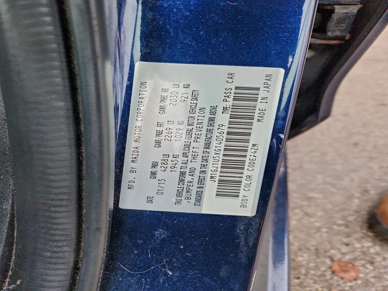 2016 Mazda 6 Sport VIN: JM1GJ1U5XG1405679 Lot: 94106685