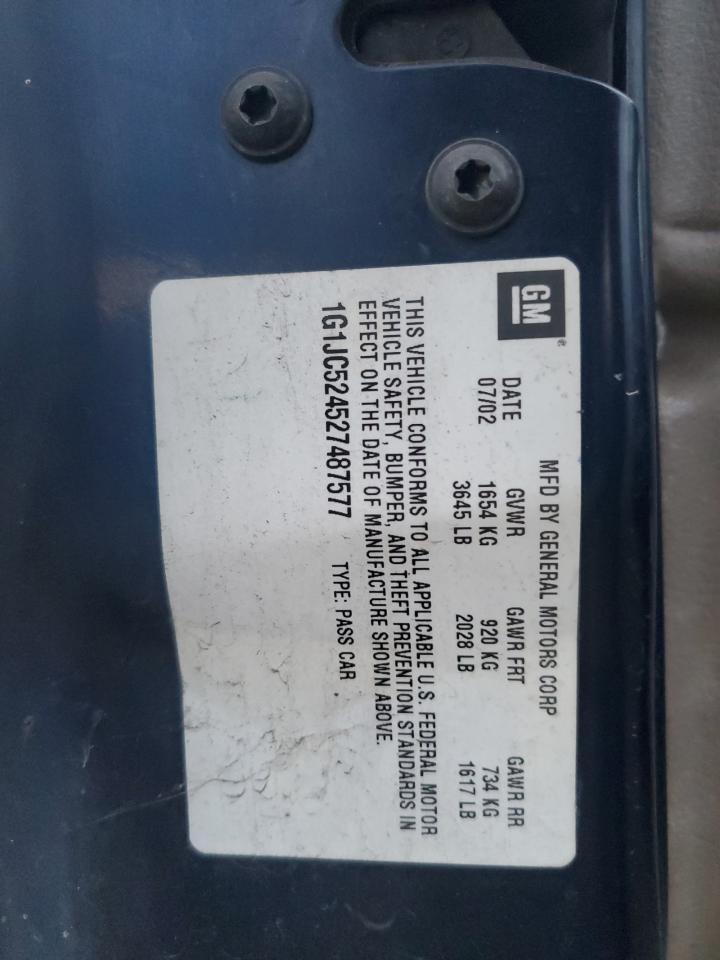 2002 Chevrolet Cavalier Base VIN: 1G1JC524527487577 Lot: 92930335