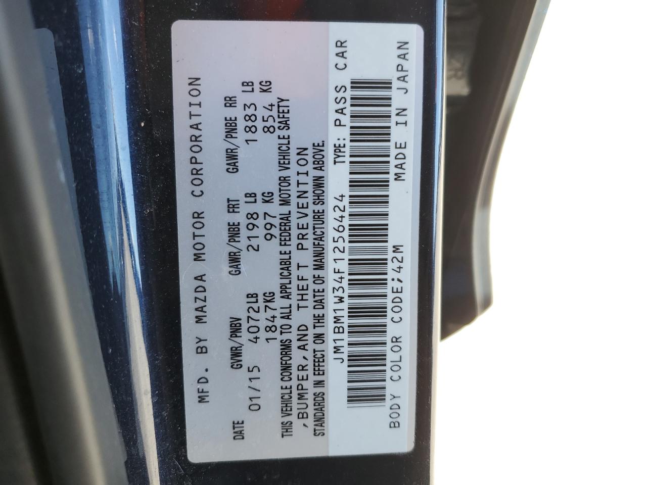 2015 Mazda 3 Grand Touring VIN: JM1BM1W34F1256424 Lot: 92276805