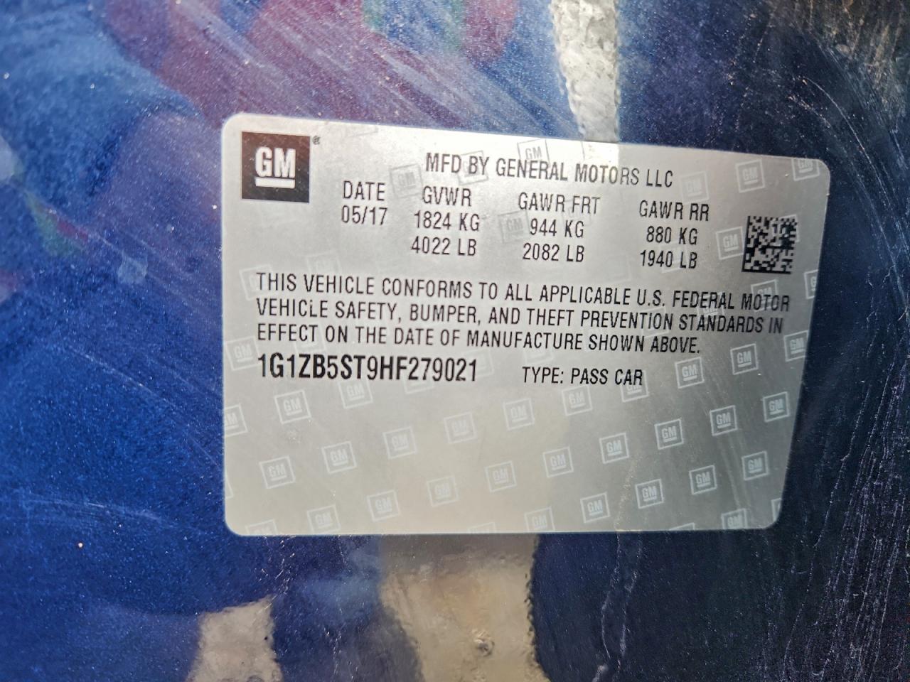 2017 Chevrolet Malibu Ls VIN: 1G1ZB5ST9HF279021 Lot: 93113505