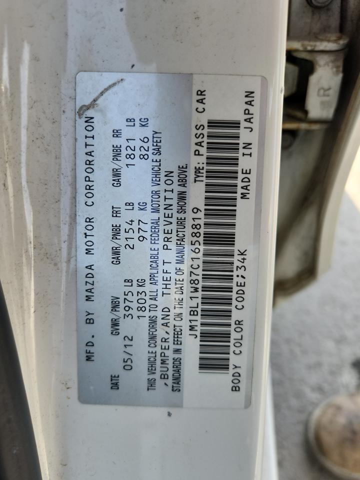 2012 Mazda 3 I VIN: JM1BL1W87C1658819 Lot: 93314655