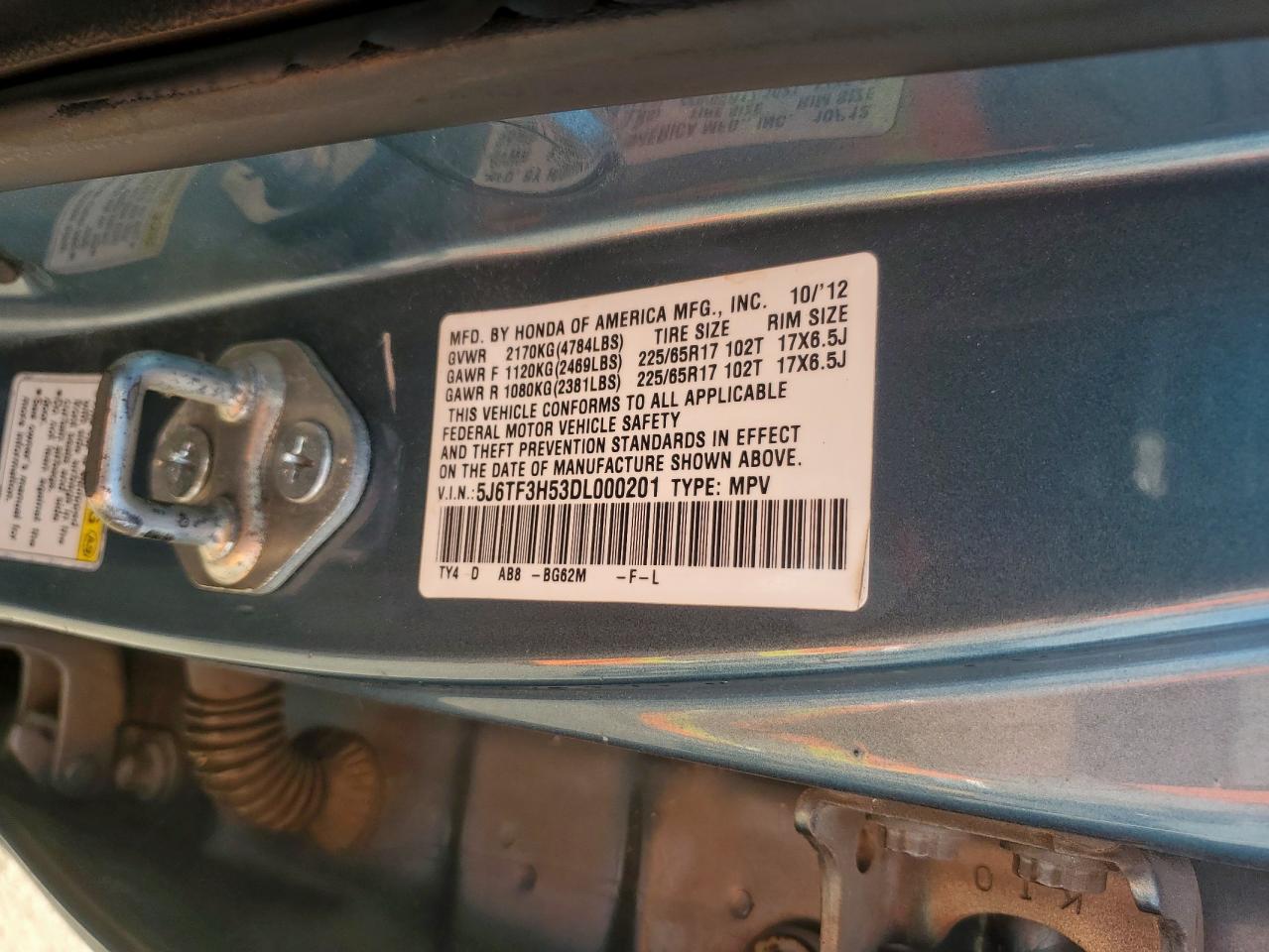 2013 Honda Crosstour Exl VIN: 5J6TF3H53DL000201 Lot: 90147115