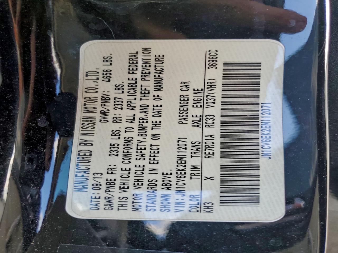 2014 Infiniti Q60 Journey VIN: JN1CV6EK2EM112071 Lot: 93875095