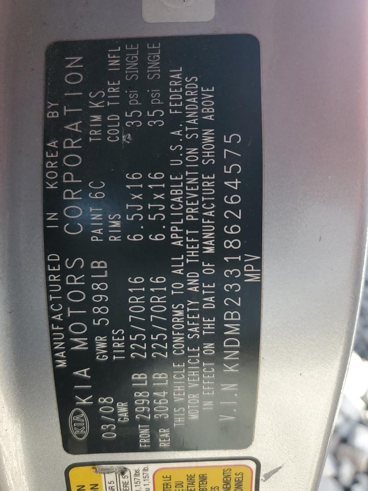 2008 Kia Sedona Ex VIN: KNDMB233186264575 Lot: 91217255