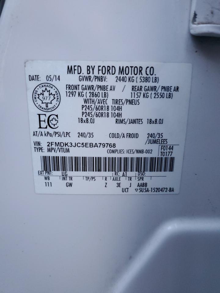 2014 Ford Edge Sel VIN: 2FMDK3JC5EBA79768 Lot: 90682455