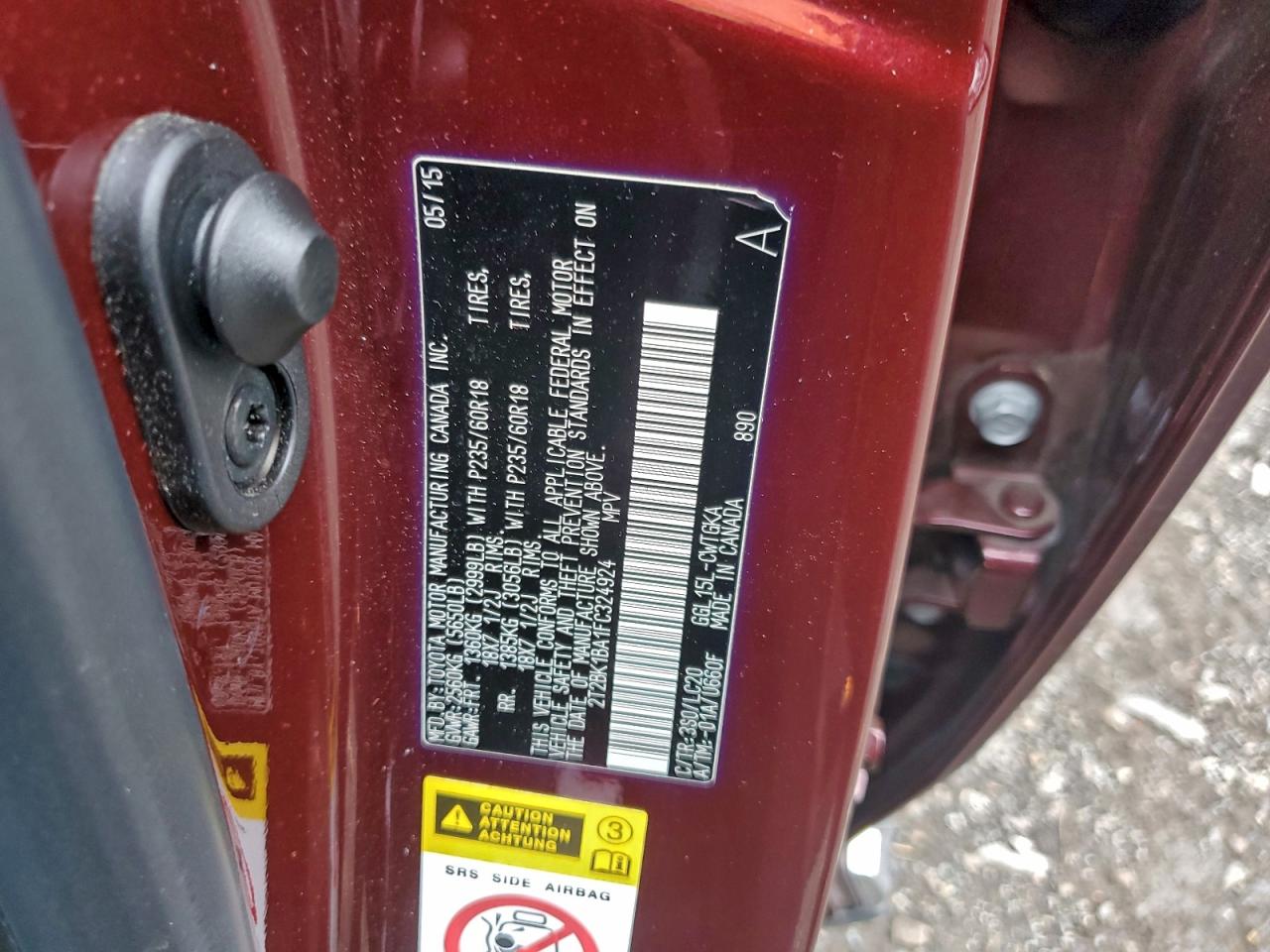 2015 Lexus Rx 350 Base VIN: 2T2BK1BA1FC324924 Lot: 93737955