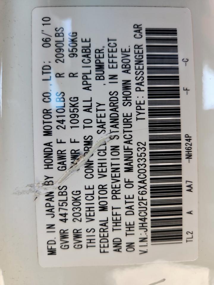 2010 Acura Tsx VIN: JH4CU2F6XAC033532 Lot: 92414555
