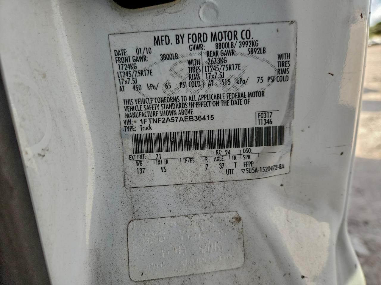 2010 Ford F250 Super Duty VIN: 1FTNF2A57AEB36415 Lot: 94313085