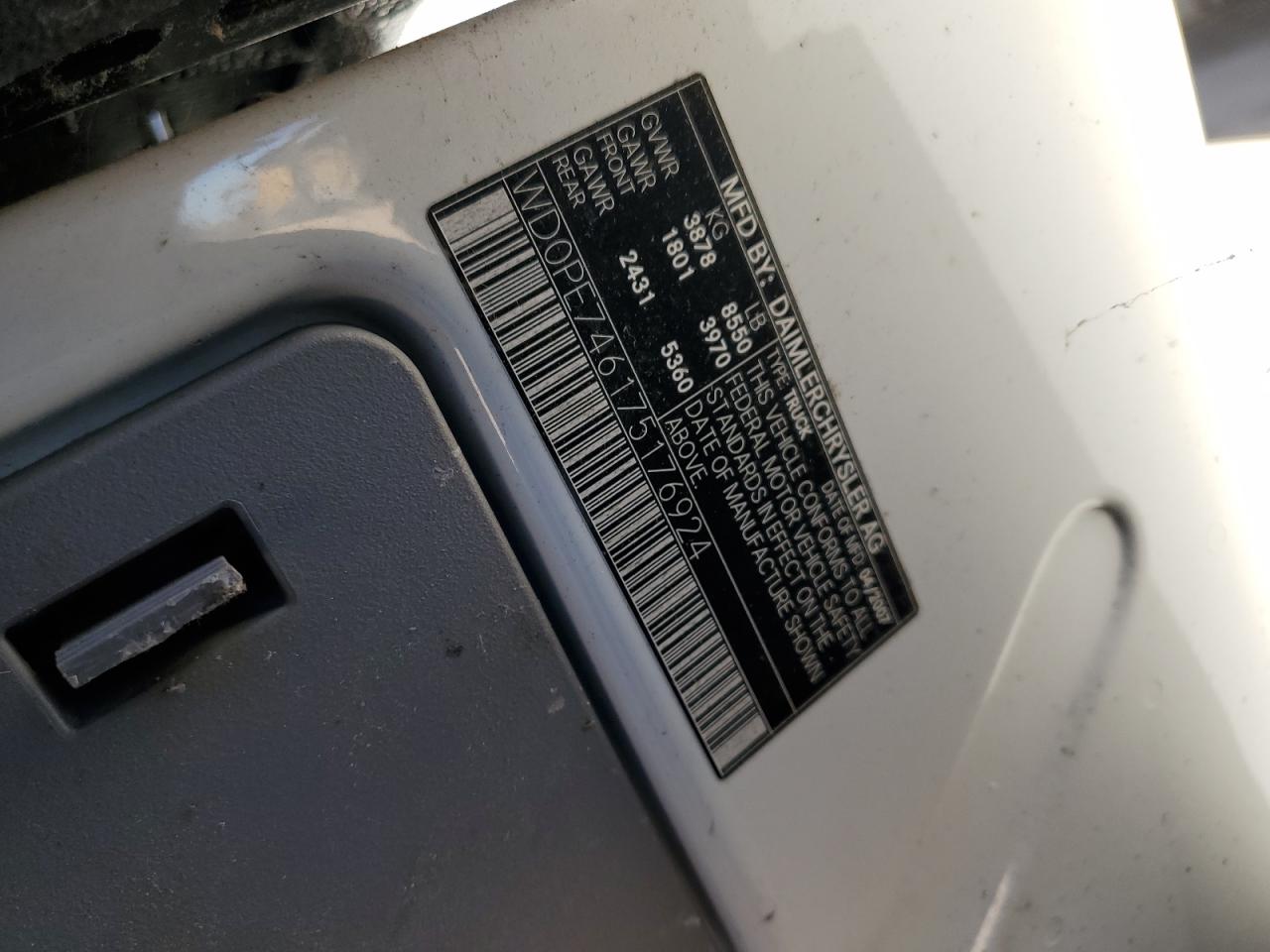 2007 Dodge Sprinter 2500 VIN: WD0PE746175176924 Lot: 91608745