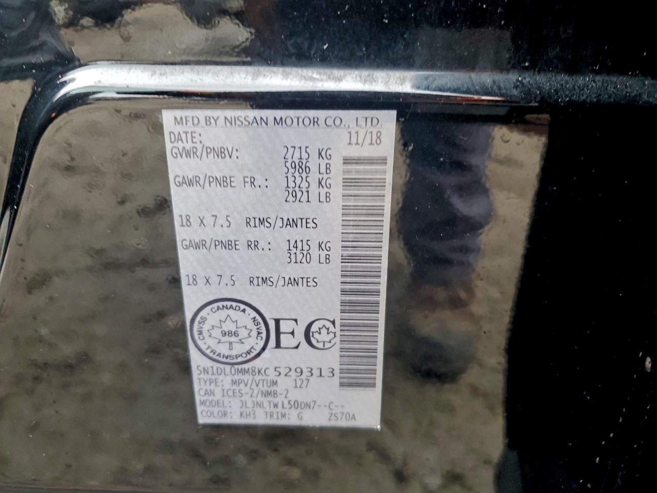 2019 Infiniti Qx60 Luxe VIN: 5N1DL0MM8KC529313 Lot: 94235235