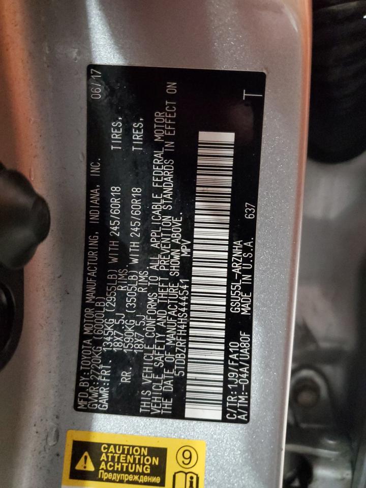 2017 Toyota Highlander Le VIN: 5TDBZRFH4HS444541 Lot: 92212535