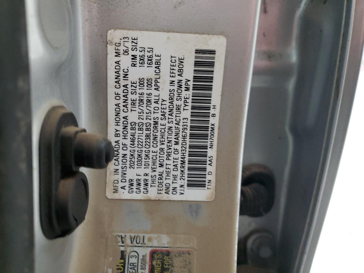 2013 Honda Cr-V Lx VIN: 2HKRM4H32DH679313 Lot: 92369045