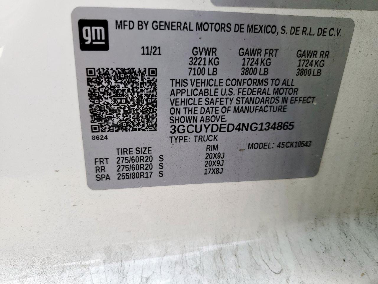 2022 Chevrolet Silverado Ltd K1500 Lt VIN: 3GCUYDED4NG134865 Lot: 93440225