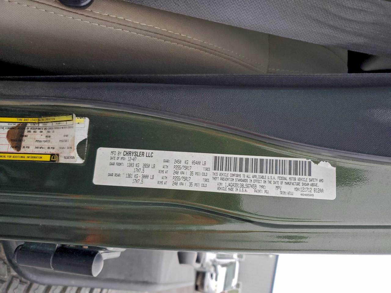 2008 Jeep Wrangler Unlimited X VIN: 1J4GA39138L567459 Lot: 94301395