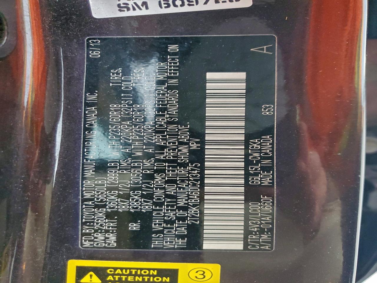 2013 Lexus Rx 350 Base VIN: 2T2BK1BA6DC213475 Lot: 94229455