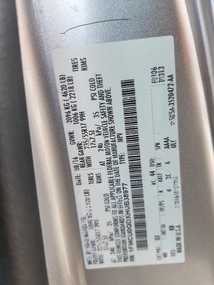 2017 Ford Escape Se VIN: 1FMCU0GDXHUB38977 Lot: 92175665