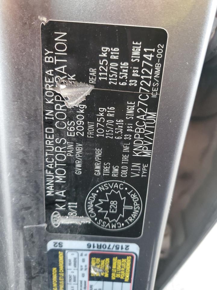 2012 Kia Sportage Lx VIN: KNDPBCA27C7212741 Lot: 91796025