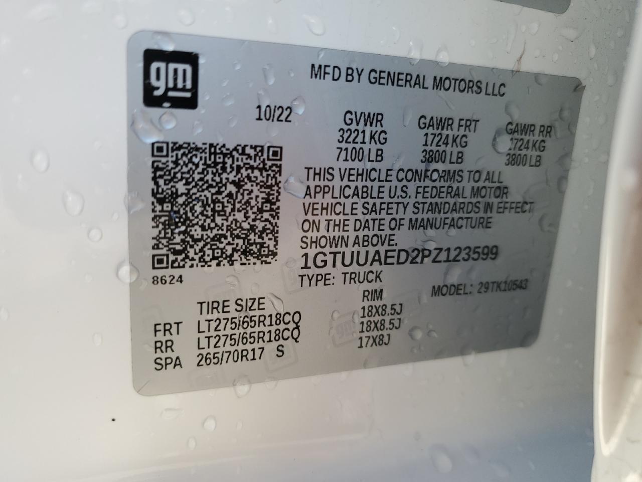 2023 GMC Sierra K1500 VIN: 1GTUUAED2PZ123599 Lot: 91292715