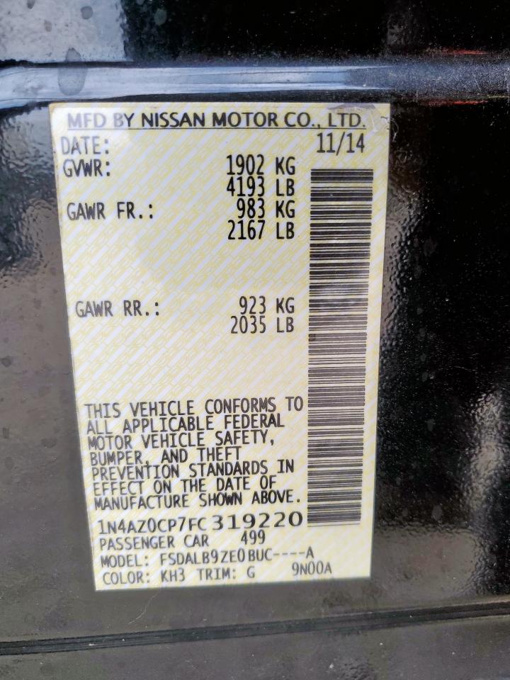 2015 Nissan Leaf S VIN: 1N4AZ0CP7FC319220 Lot: 93087365