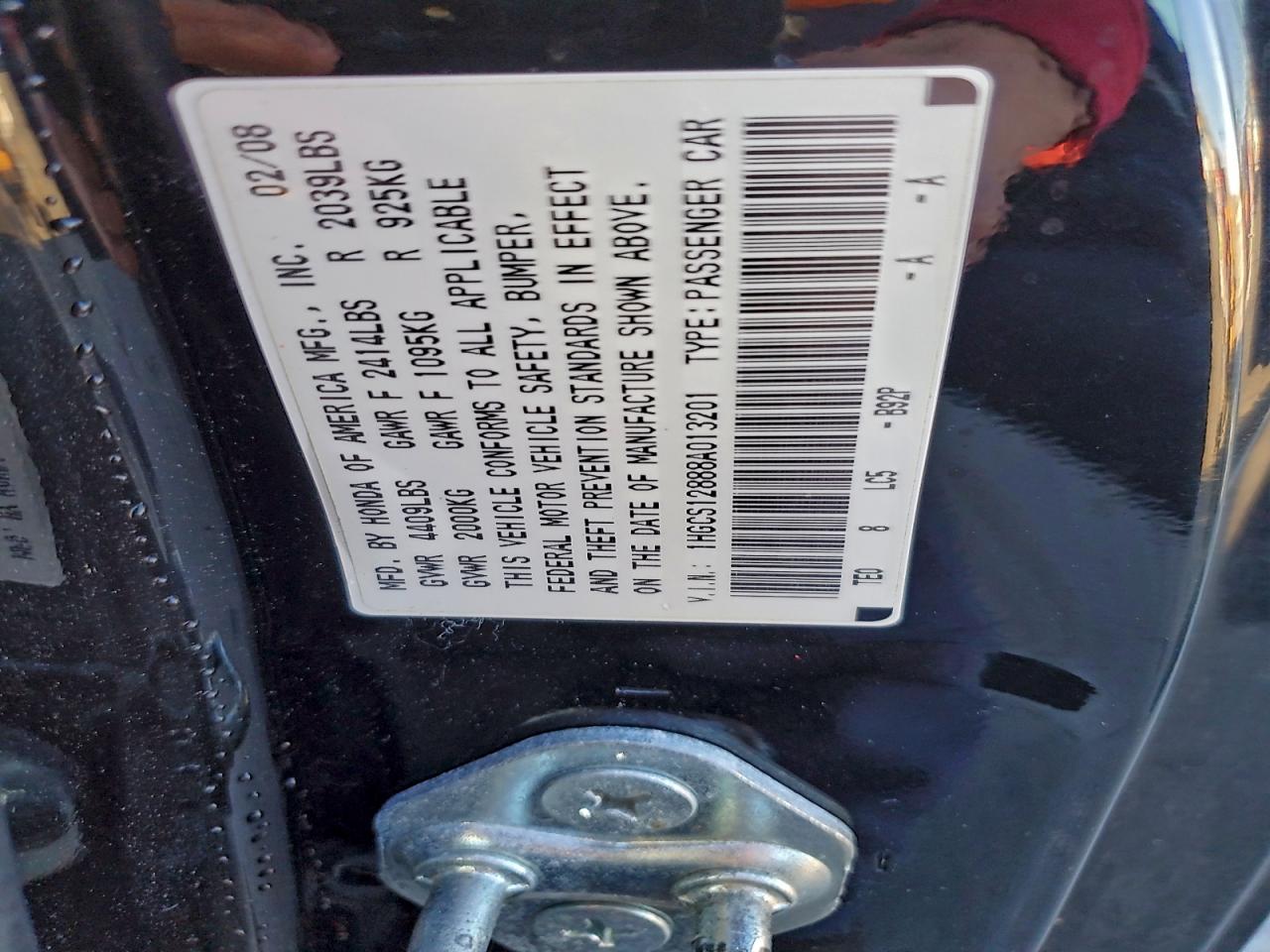 2008 Honda Accord Exl VIN: 1HGCS12888A013201 Lot: 94244565