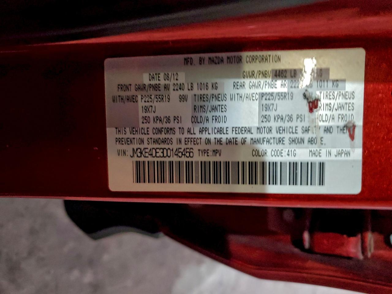 2013 Mazda Cx-5 Gt VIN: JM3KE4DE3D0145456 Lot: 93837445