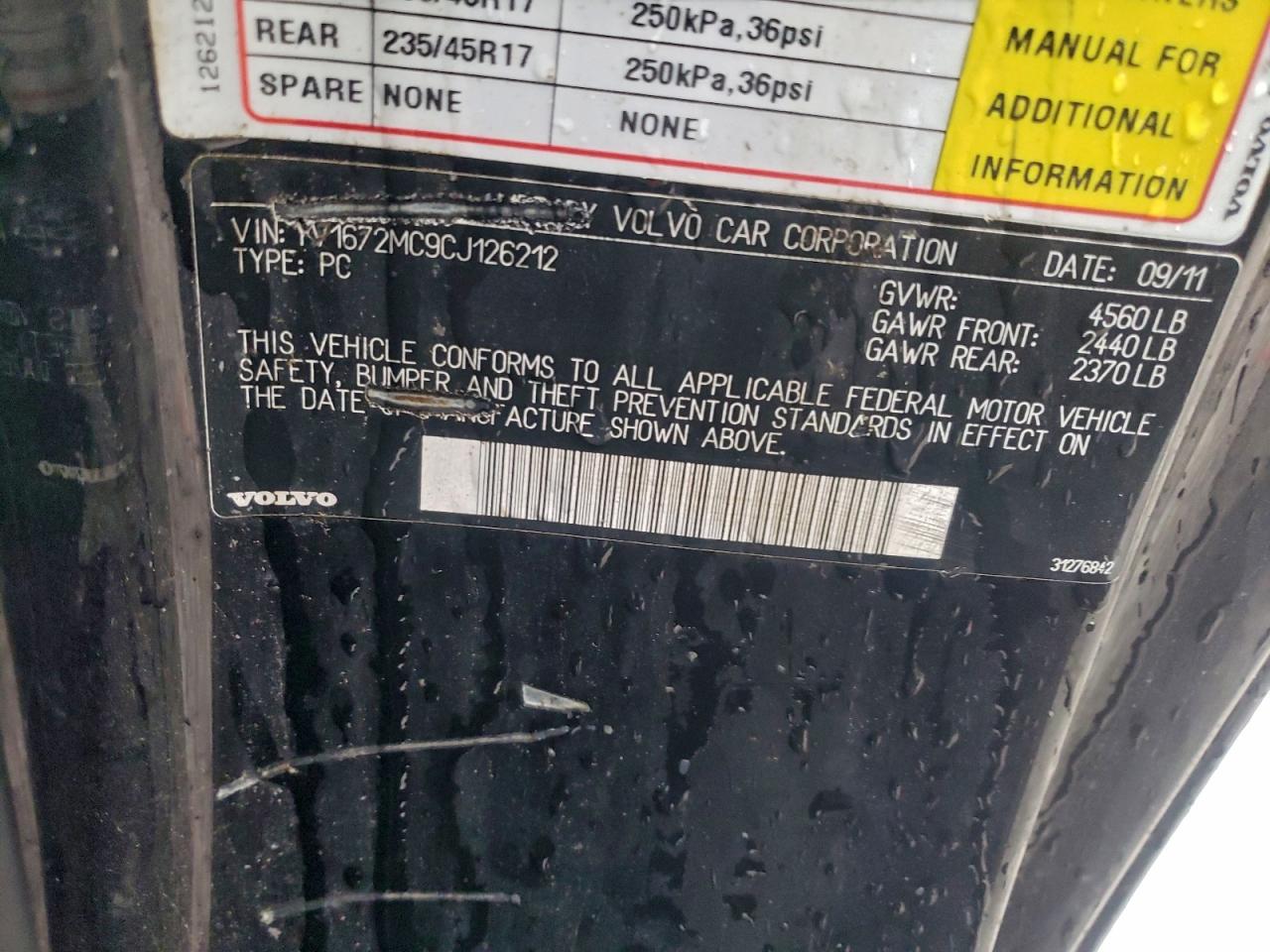 2012 Volvo C70 T5 VIN: YV1672MC9CJ126212 Lot: 94113565