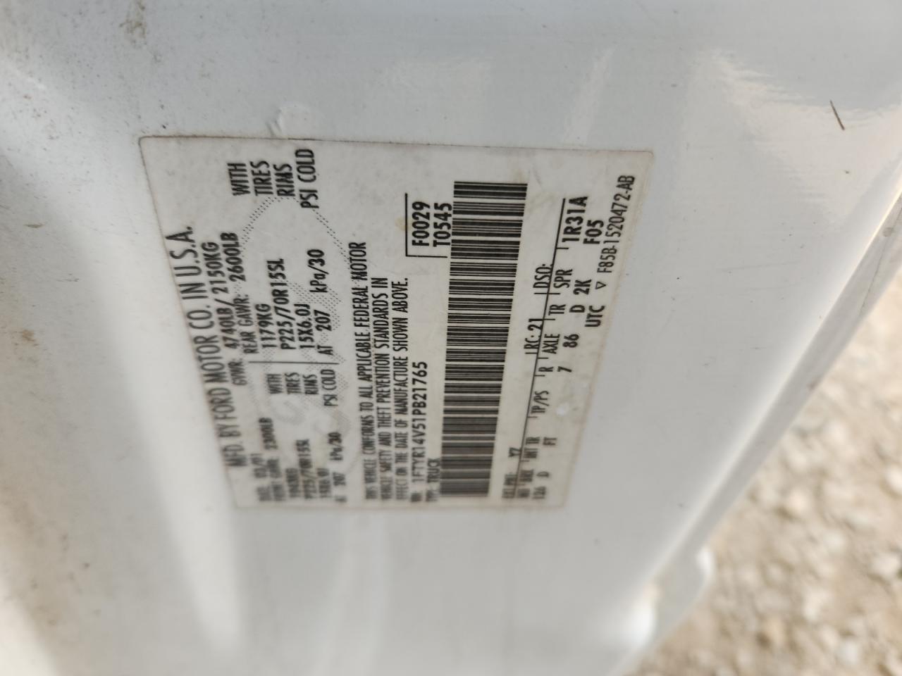 2001 Ford Ranger Super Cab VIN: 1FTYR14V51PB21765 Lot: 91854455