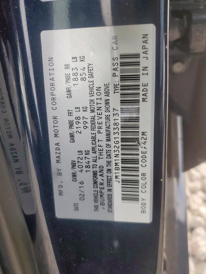 2016 Mazda 3 Grand Touring VIN: JM1BM1N32G1338137 Lot: 92852235