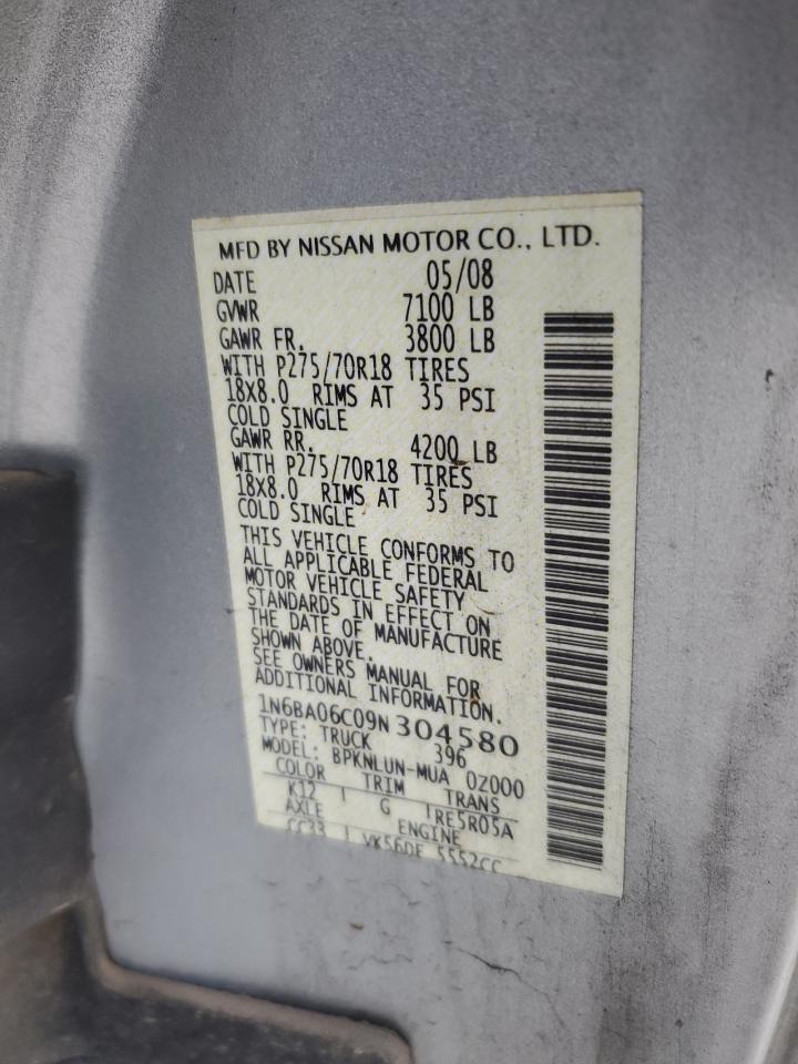 2009 Nissan Titan Xe VIN: 1N6BA06C09N304580 Lot: 93055345