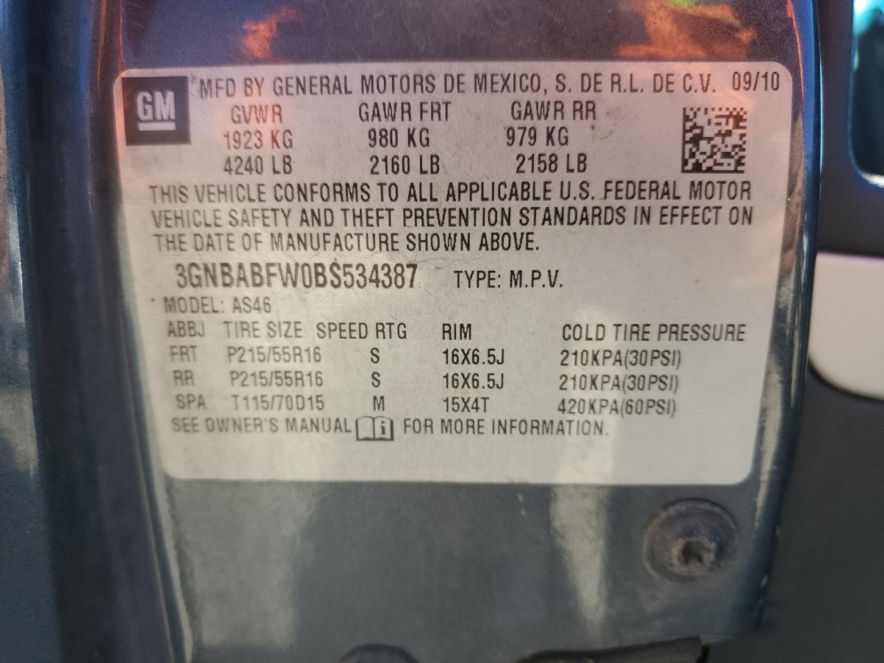 2011 Chevrolet Hhr Lt VIN: 3GNBABFW0BS534387 Lot: 91147145