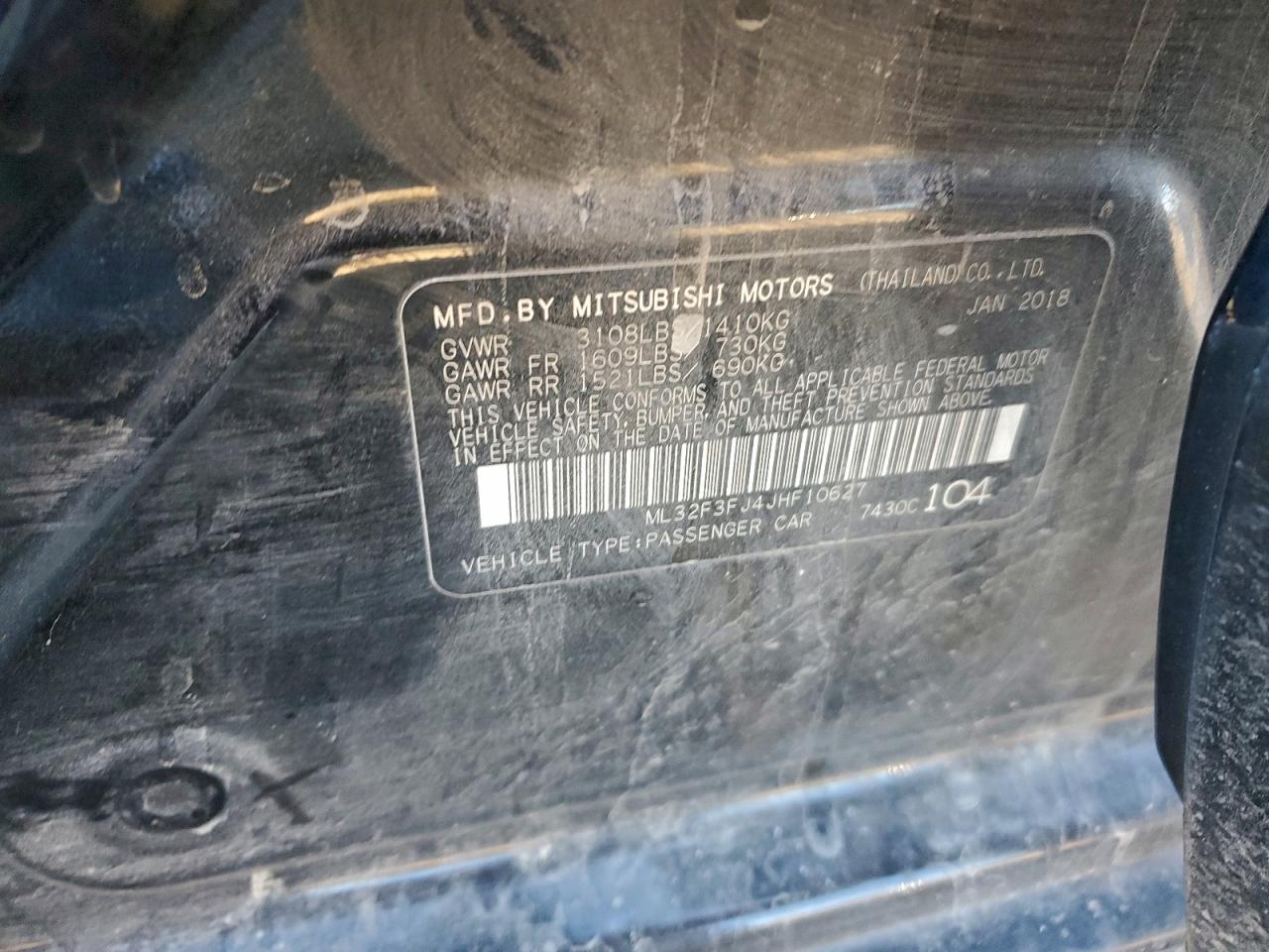 2018 Mitsubishi Mirage G4 Es VIN: ML32F3FJ4JHF10627 Lot: 93783245