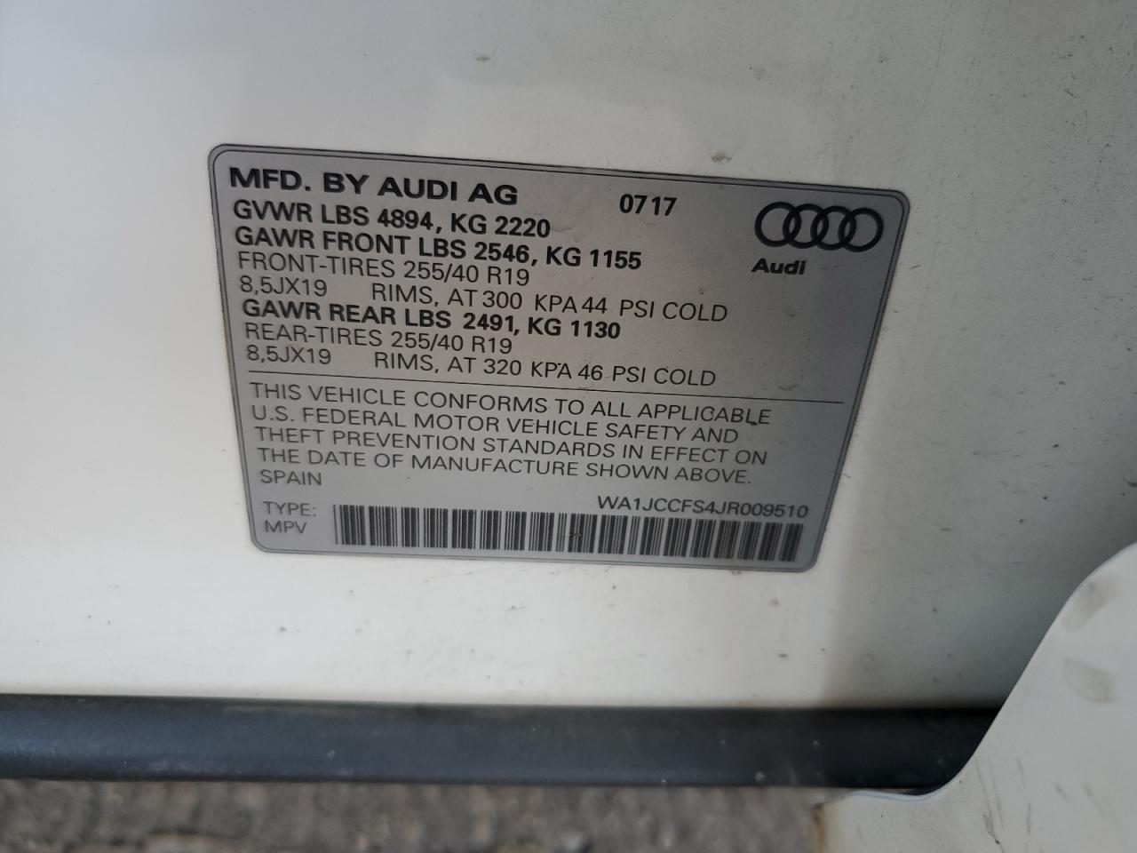 2018 Audi Q3 Premium Plus VIN: WA1JCCFS4JR009510 Lot: 92904575