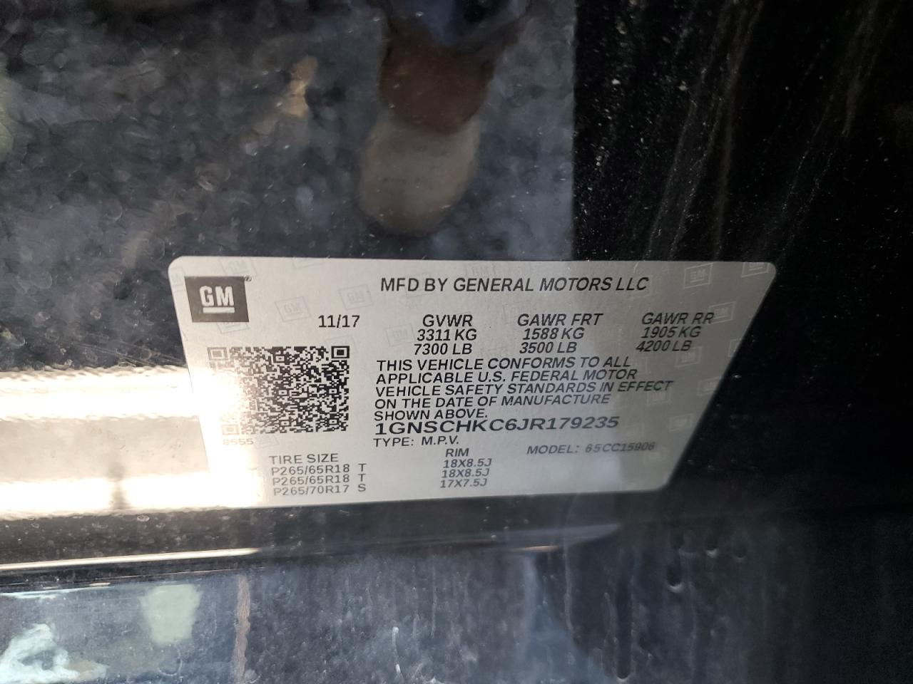 2018 Chevrolet Suburban C1500 Lt VIN: 1GNSCHKC6JR179235 Lot: 91560235