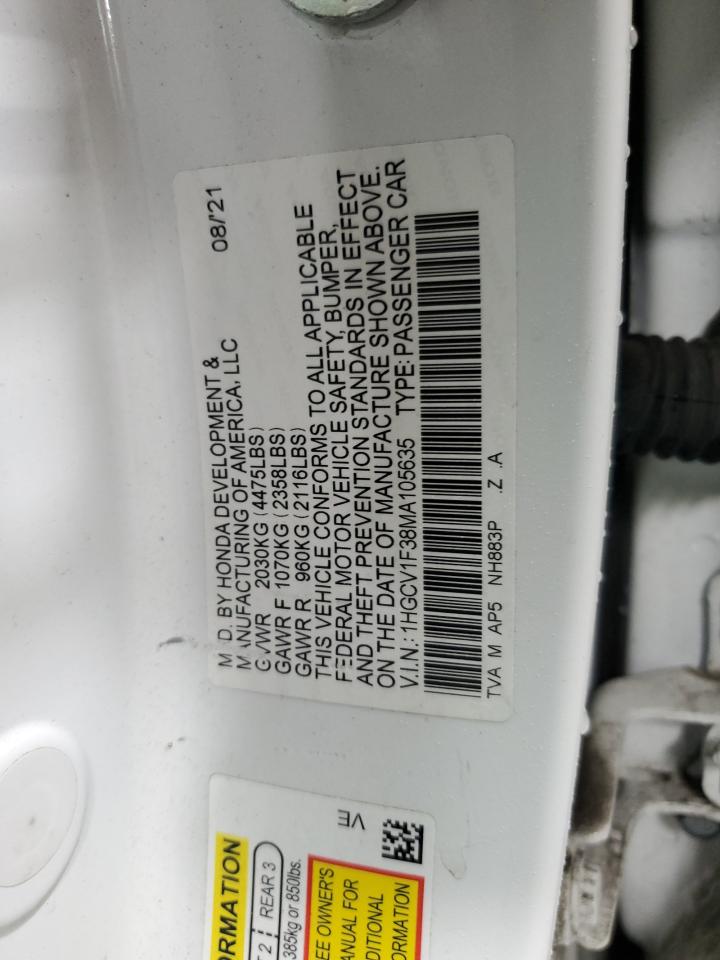2021 Honda Accord Sport VIN: 1HGCV1F38MA105635 Lot: 93875605