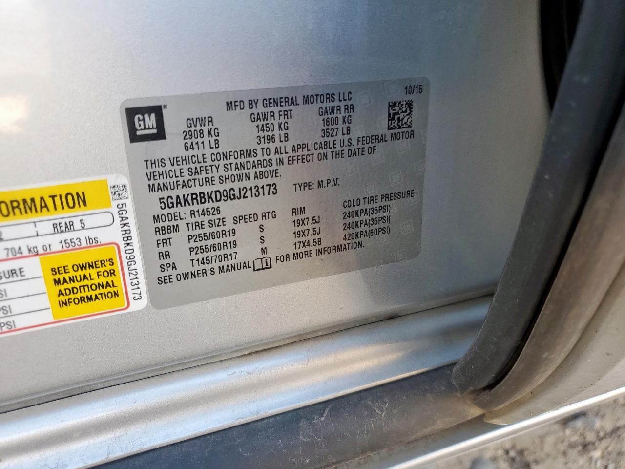 2016 Buick Enclave VIN: 5GAKRBKD9GJ213173 Lot: 92841495