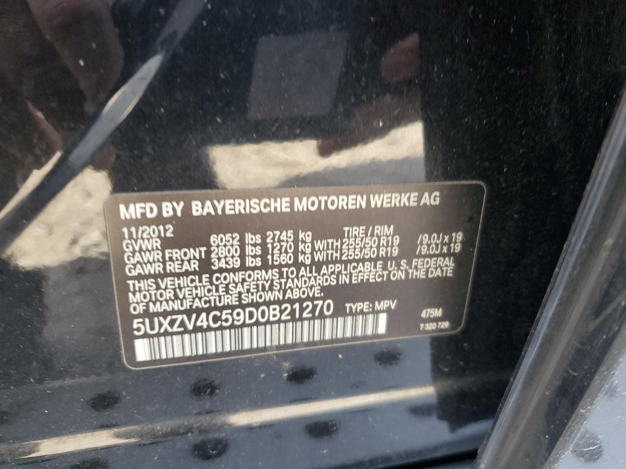 2013 BMW X5 xDrive35I VIN: 5UXZV4C59D0B21270 Lot: 93571345