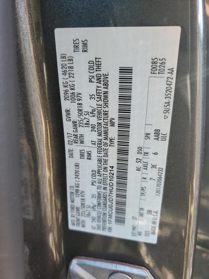 2017 Ford Escape Titanium VIN: 1FMCU0JD7HUD10214 Lot: 91083555