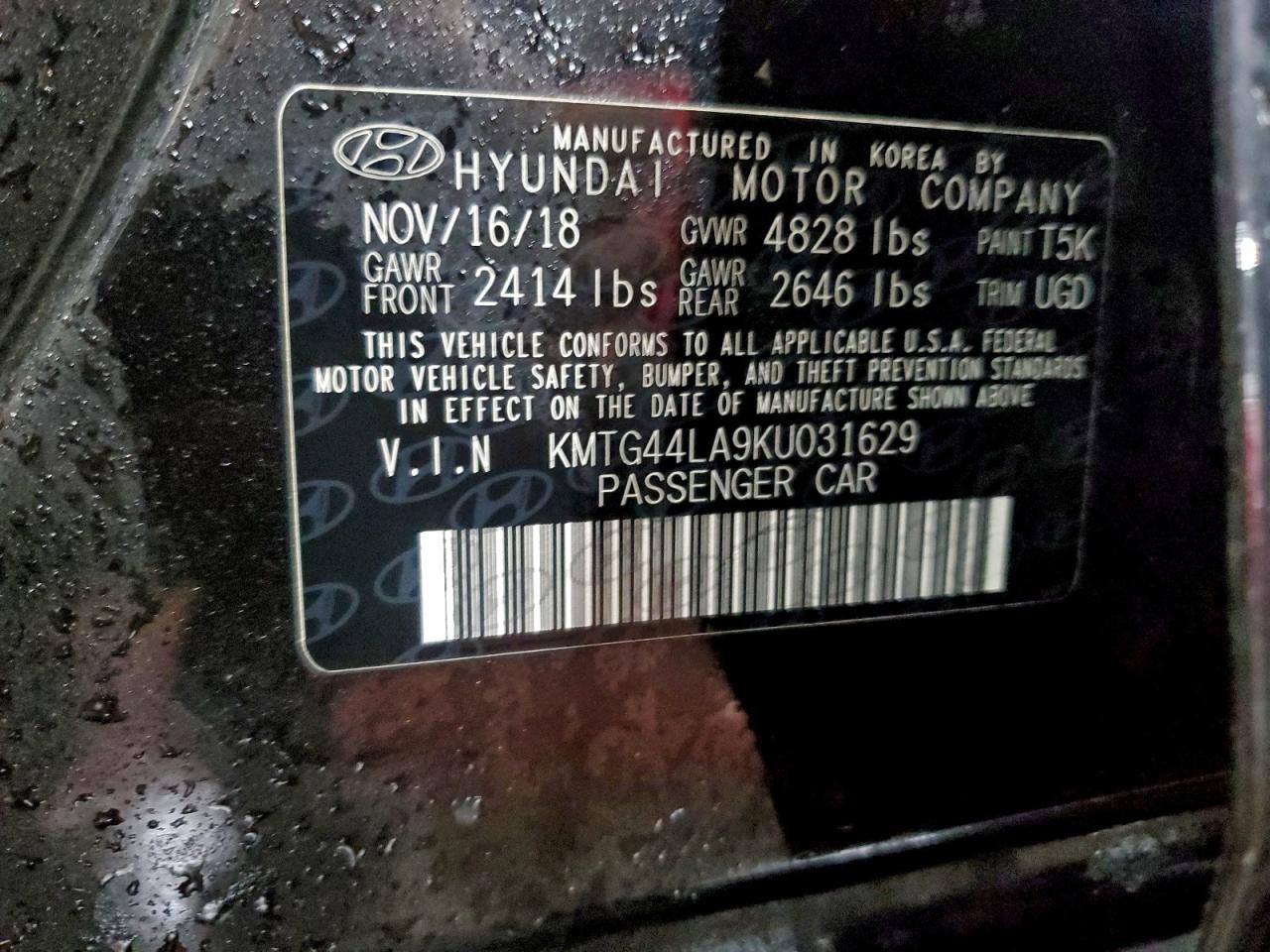 2019 Genesis G70 Prestige VIN: KMTG44LA9KU031629 Lot: 94073725