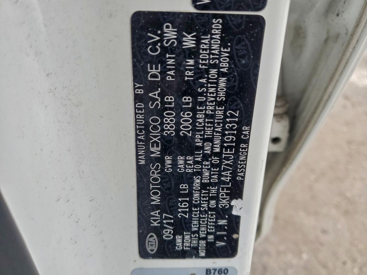 2018 Kia Forte Lx VIN: 3KPFL4A7XJE191312 Lot: 92875155