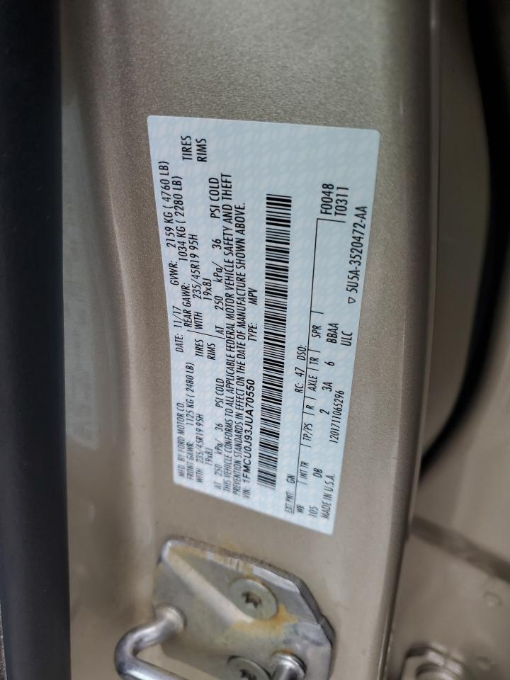 2018 Ford Escape Titanium VIN: 1FMCU0J93JUA70550 Lot: 93703215