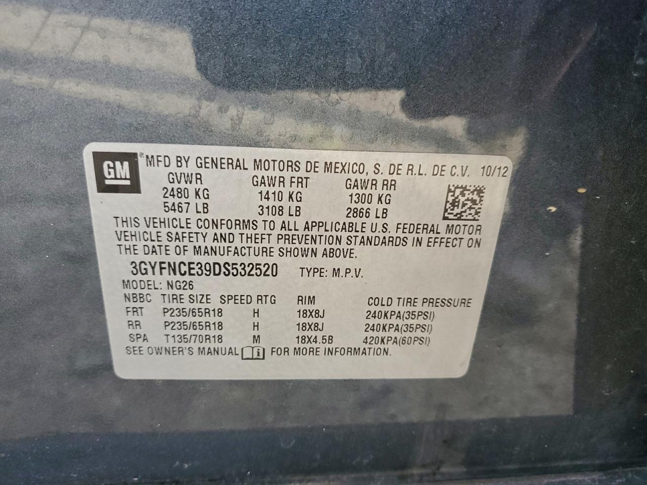 2013 Cadillac Srx Luxury Collection VIN: 3GYFNCE39DS532520 Lot: 93774615