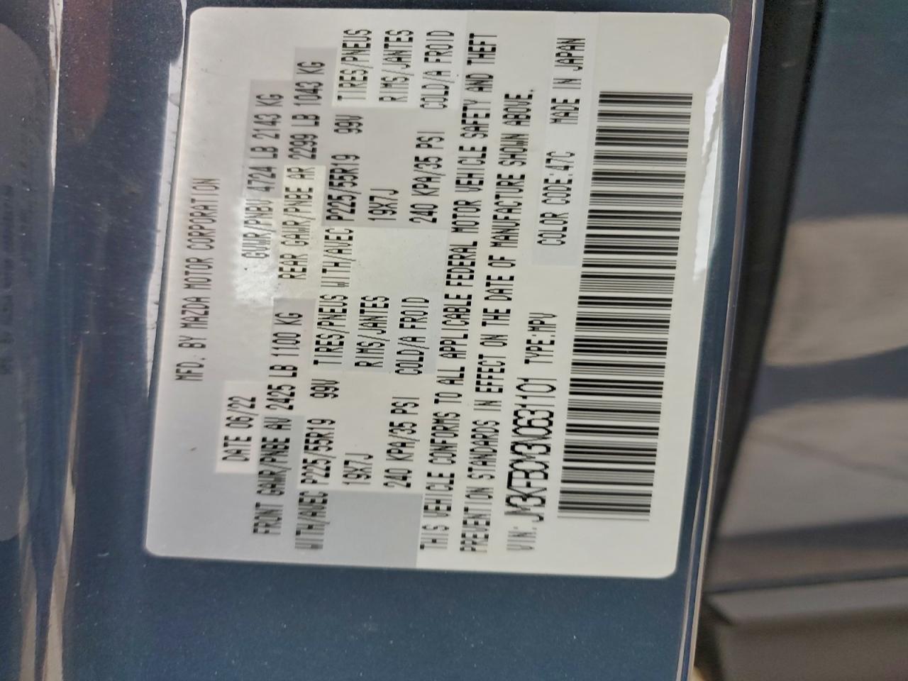 2022 Mazda Cx-5 Preferred VIN: JM3KFBCM3N0631101 Lot: 93763905