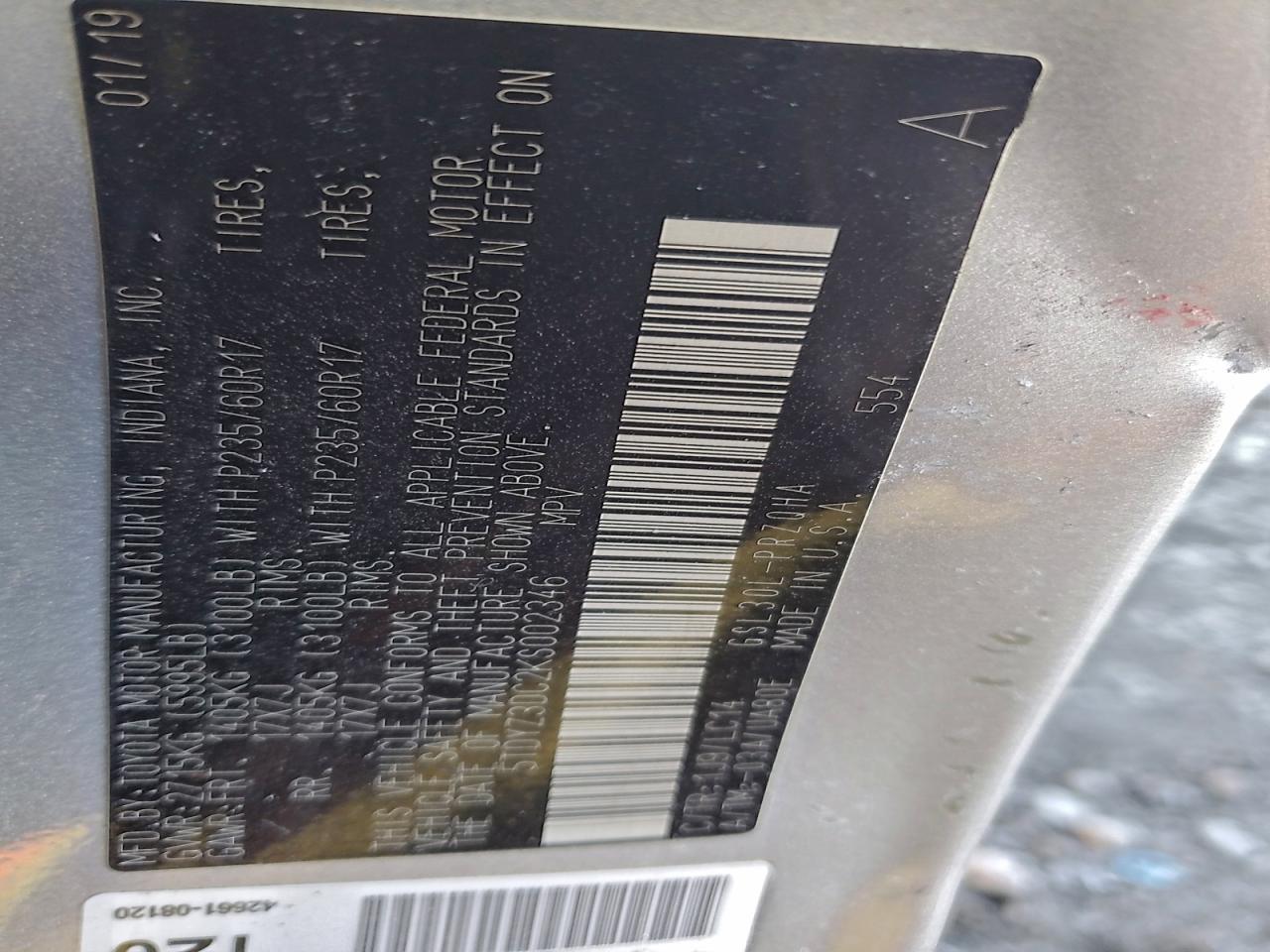 2019 Toyota Sienna Xle VIN: 5TDYZ3DC2KS002346 Lot: 94098515