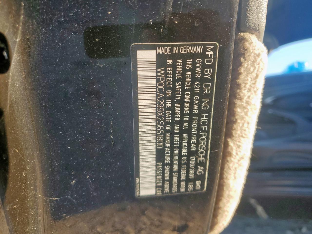 2002 Porsche 911 Carrera 2 VIN: WP0CA299X2S651800 Lot: 90985475