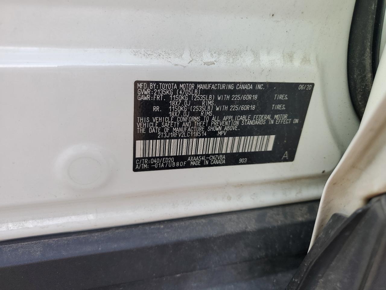 2020 Toyota Rav4 Adventure VIN: 2T3J1RFV2LC118514 Lot: 93229515