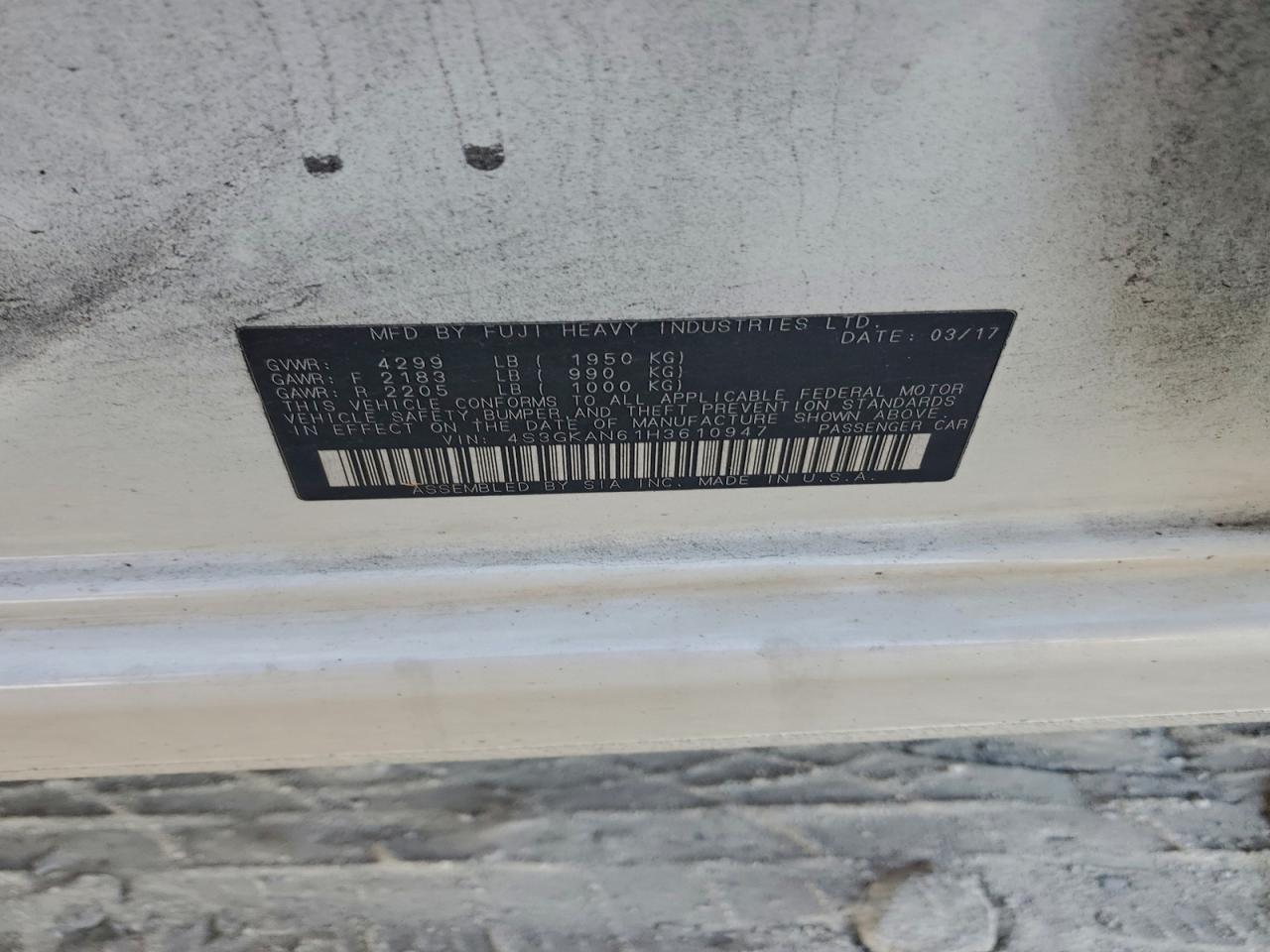 2017 Subaru Impreza Limited VIN: 4S3GKAN61H3610947 Lot: 94225725